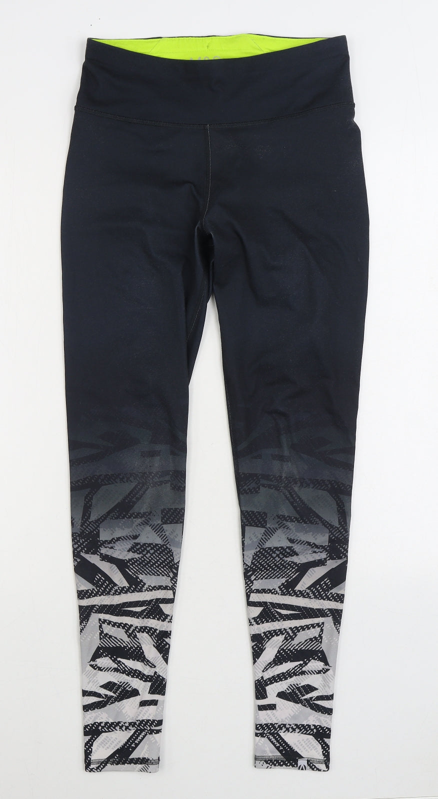 Marks and Spencer Womens Black Geometric Polyester Jogger Leggings Size 10 L28 in