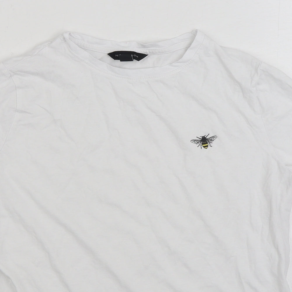 New Look Womens White 100% Cotton Basic T-Shirt Size 10 Round Neck - Bumble Bee