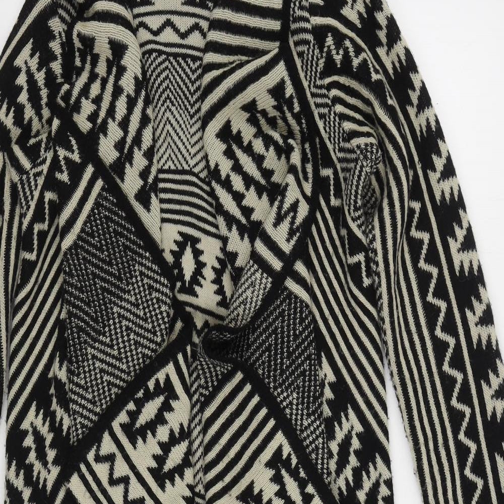 Exhibit Womens Black V-Neck Geometric Acrylic Cardigan Jumper Size M