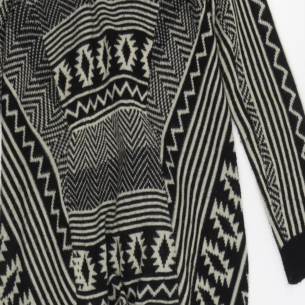 Exhibit Womens Black V-Neck Geometric Acrylic Cardigan Jumper Size M