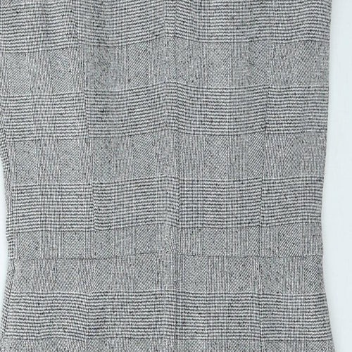 H&M Womens Grey Plaid Polyester Bodycon Size 4 Round Neck Zip