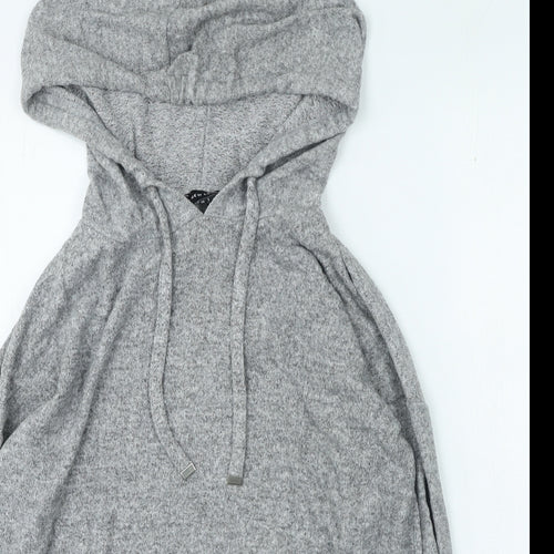New Look Womens Grey Viscose Pullover Hoodie Size S Pullover