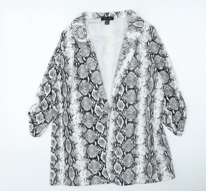 New Look Womens Grey Animal Print Jacket Size 10