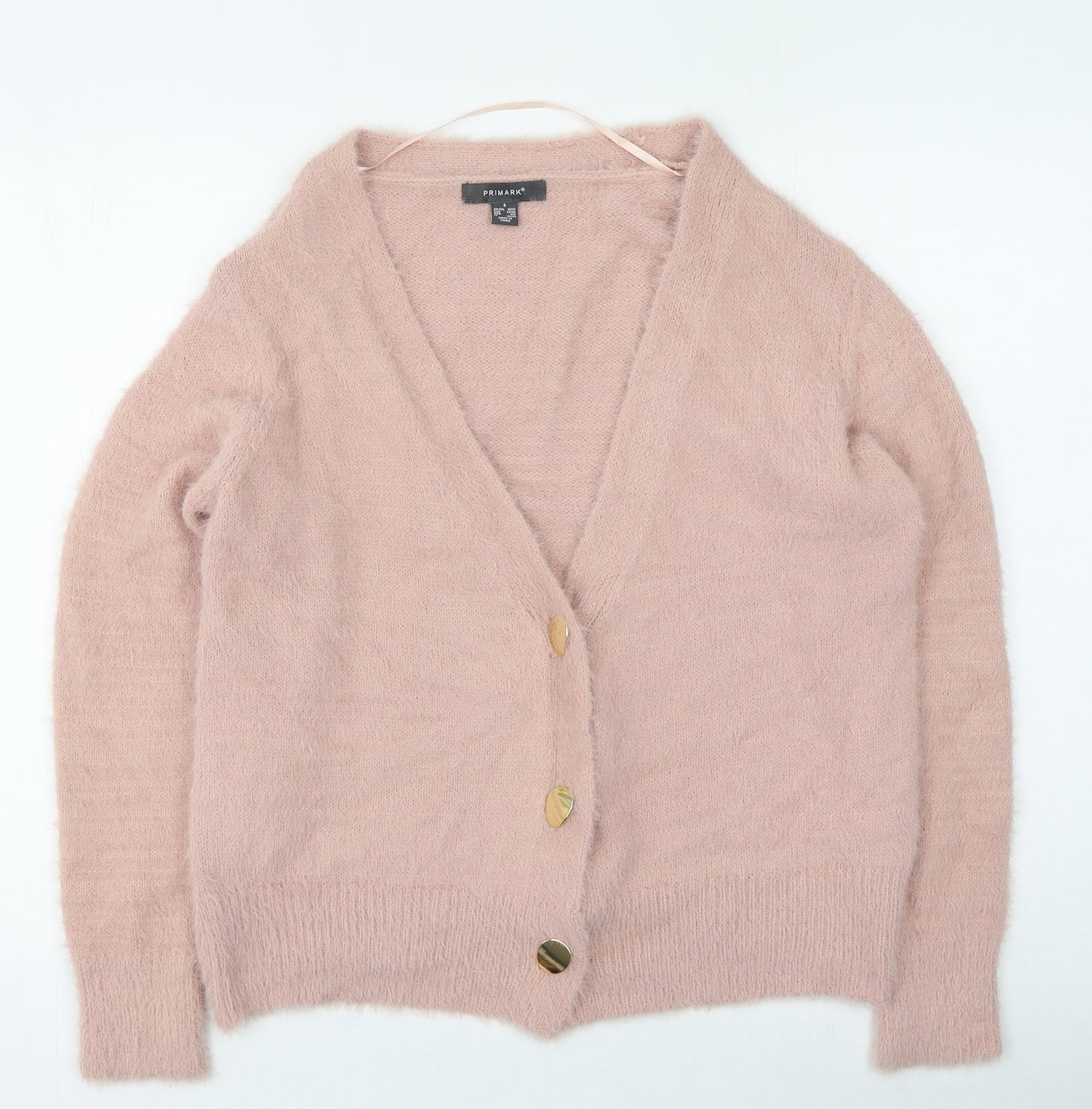 Primark Womens Pink V-Neck Polyamide Cardigan Jumper Size 10