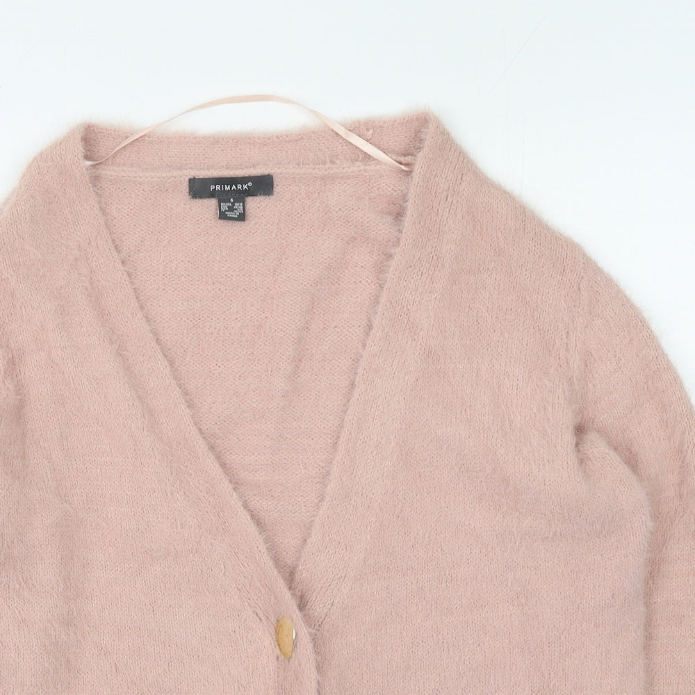 Primark Womens Pink V-Neck Polyamide Cardigan Jumper Size 10