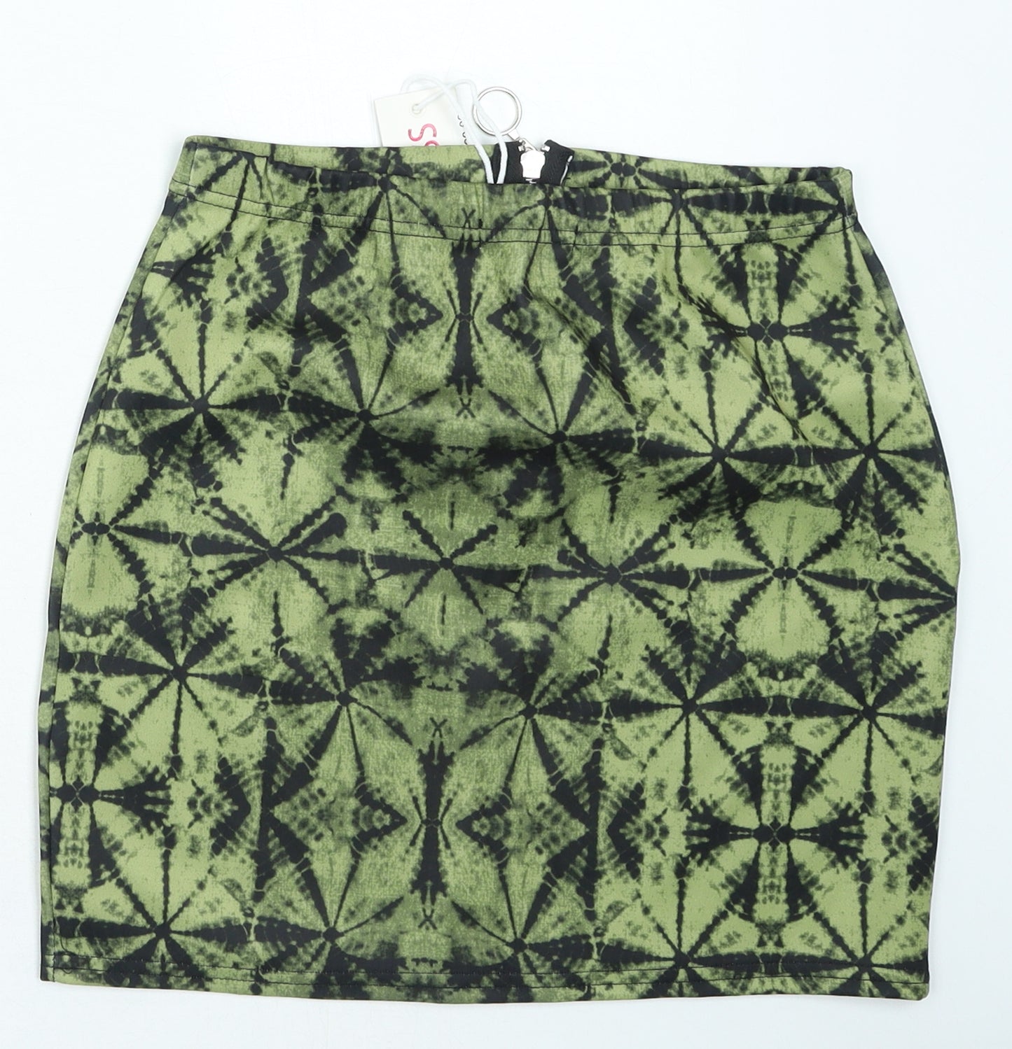 Urban Bliss Womens Green Geometric Polyester Mini Skirt Size L Zip