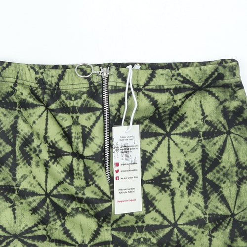 Urban Bliss Womens Green Geometric Polyester Mini Skirt Size L Zip
