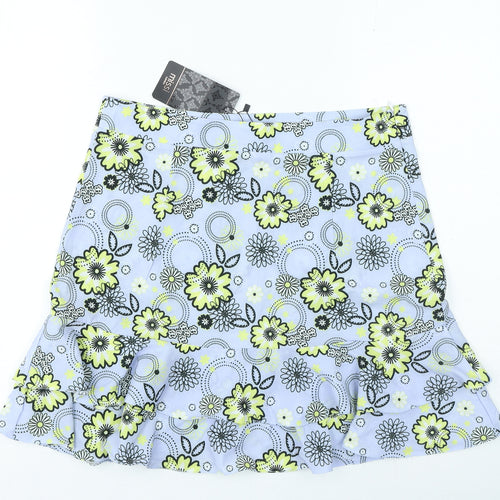 Missi London Womens Blue Floral Polyester Mini Skirt Size 12