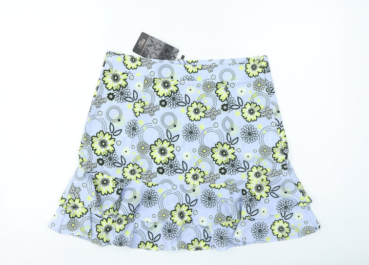 Missi London Womens Blue Floral Polyester Mini Skirt Size 12