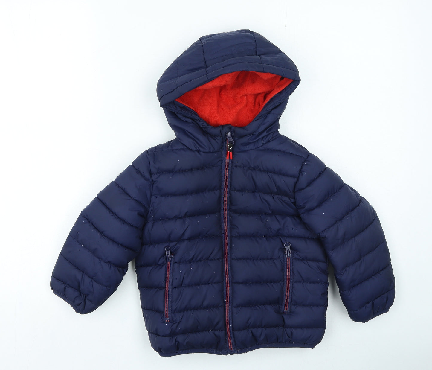 Very Boys Blue Puffer Jacket Coat Size 3-4 Years Zip