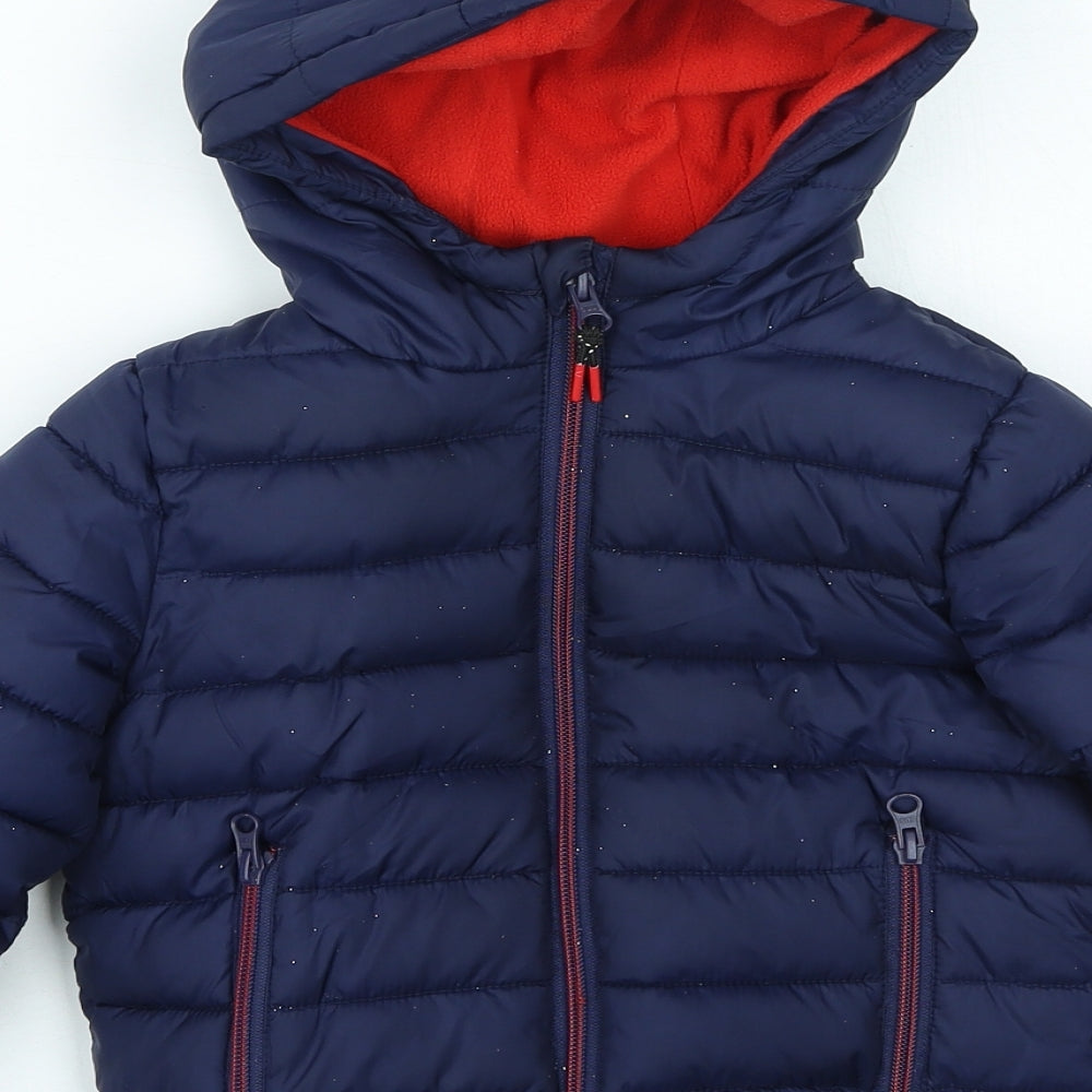 Very Boys Blue Puffer Jacket Coat Size 3-4 Years Zip