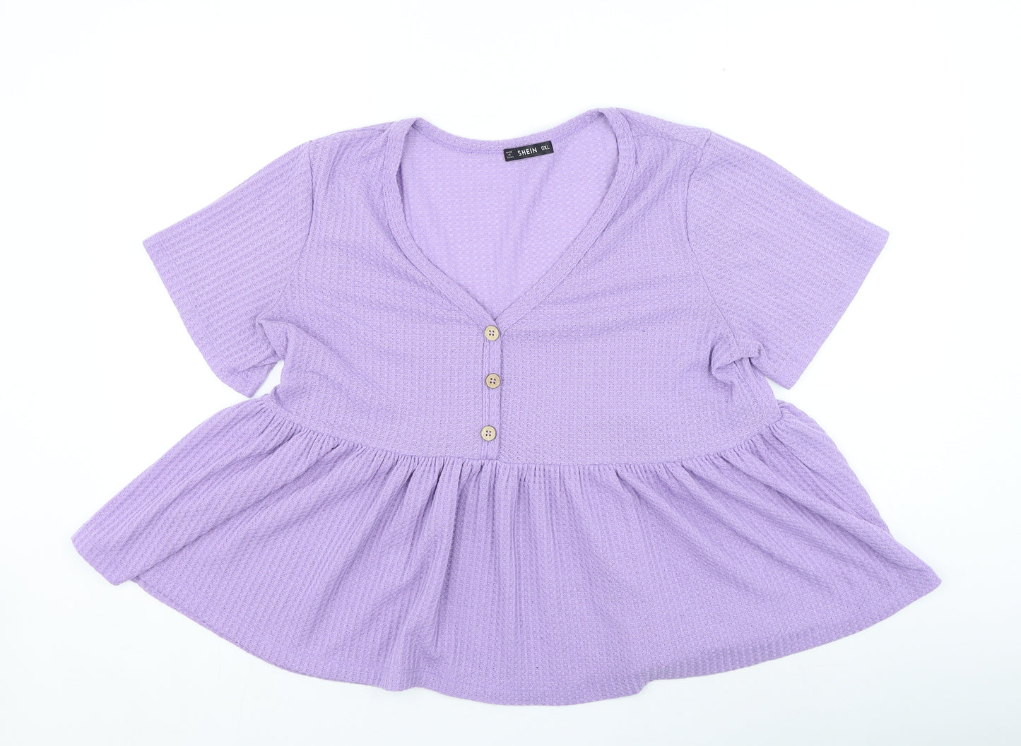 Shein Womens Purple Polyester Basic Blouse Size XL V-Neck