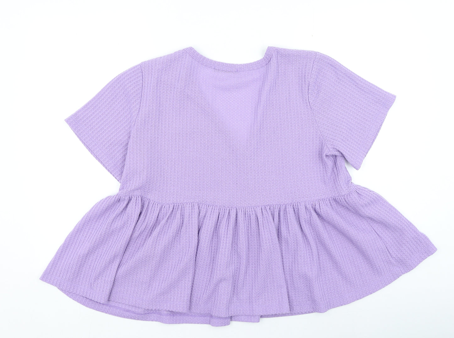 Shein Womens Purple Polyester Basic Blouse Size XL V-Neck