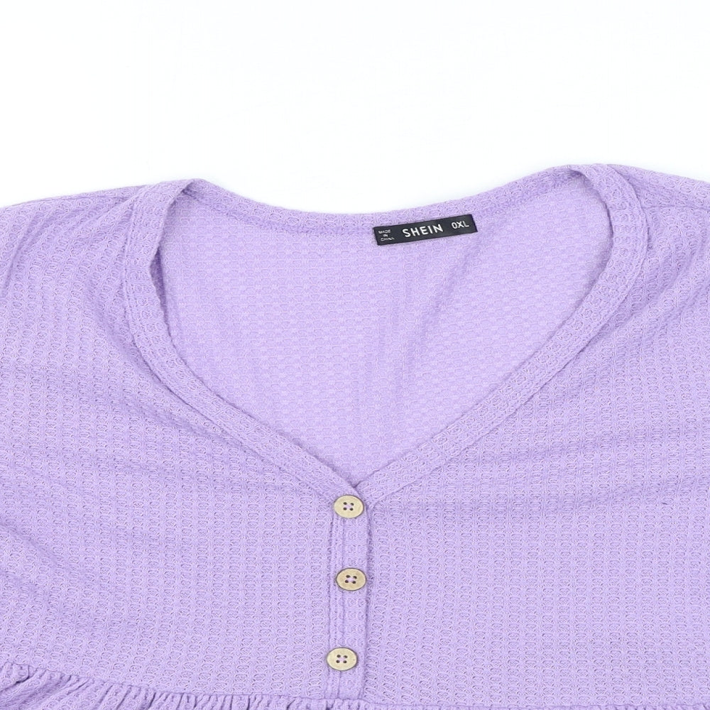 Shein Womens Purple Polyester Basic Blouse Size XL V-Neck