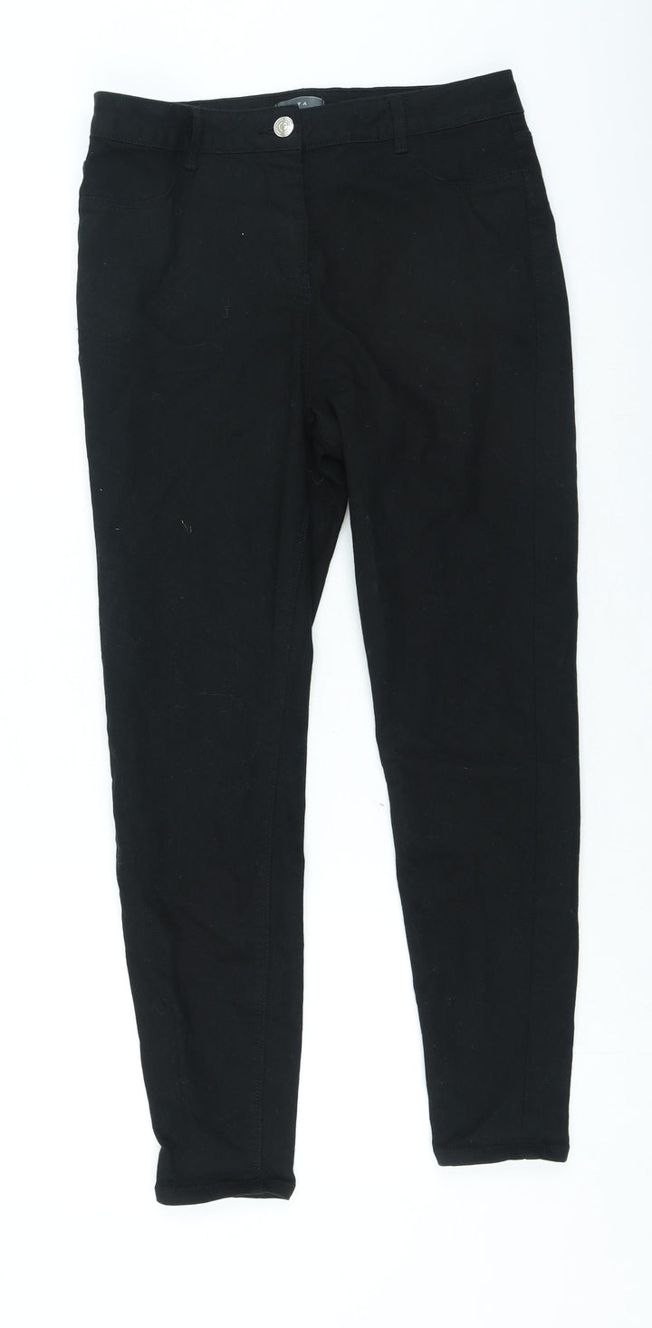 Papaya Womens Black Cotton Skinny Jeans Size 12 L26 in Regular Zip