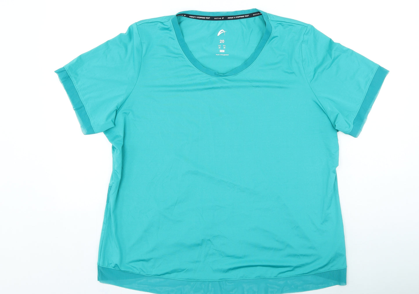 F&F Womens Green Polyester Basic T-Shirt Size 20 Round Neck