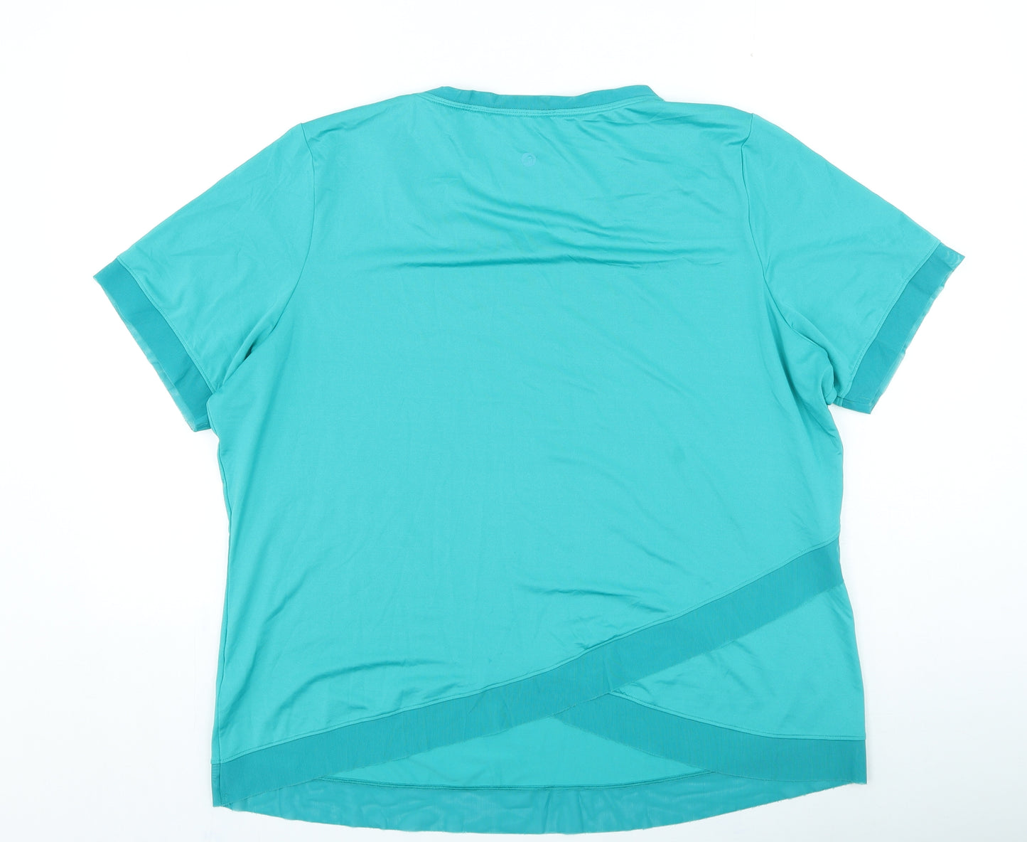 F&F Womens Green Polyester Basic T-Shirt Size 20 Round Neck