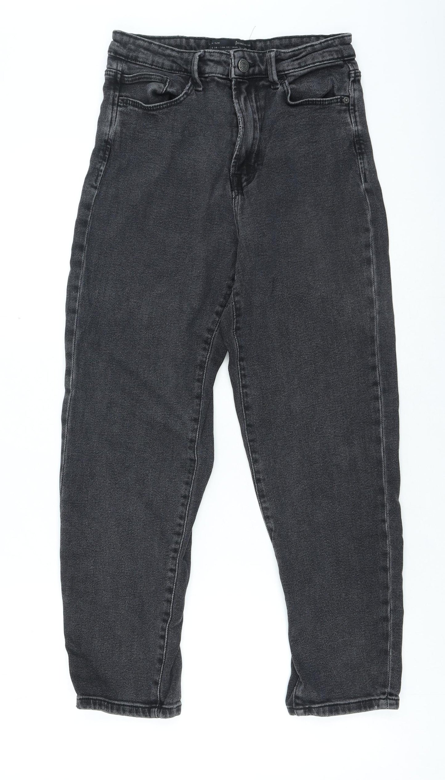 Stradivarius Womens Grey Cotton Mom Jeans Size 10 L24 in Regular Zip