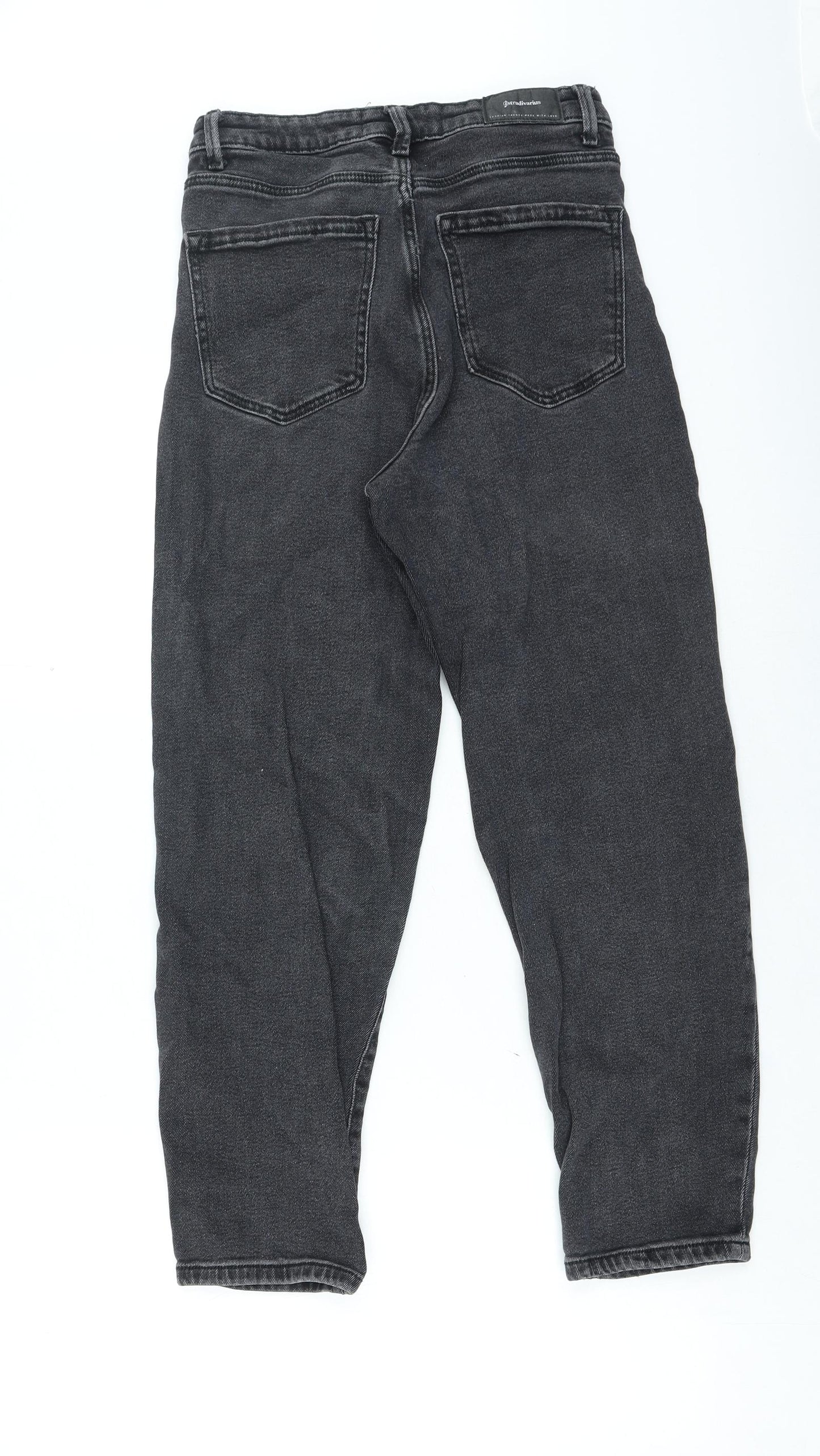 Stradivarius Womens Grey Cotton Mom Jeans Size 10 L24 in Regular Zip