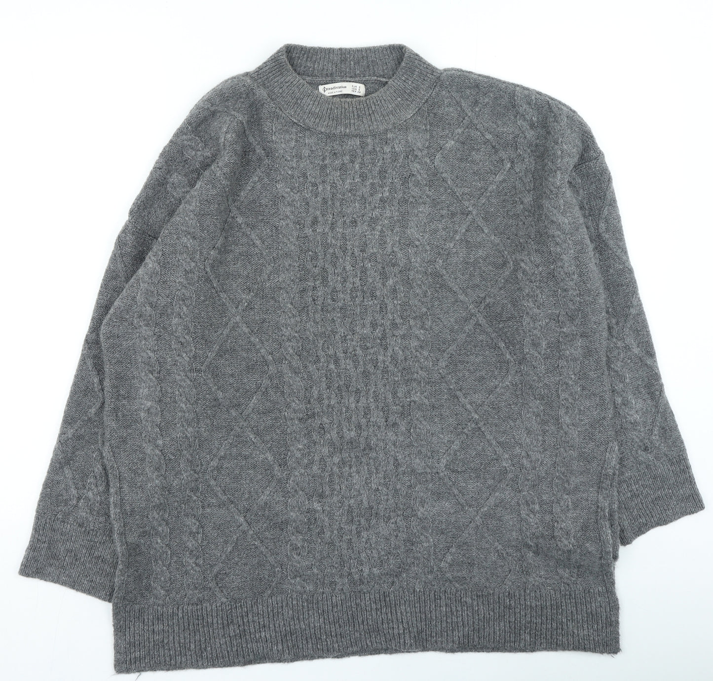 Stradivarius Womens Grey High Neck Acetate Pullover Jumper Size S