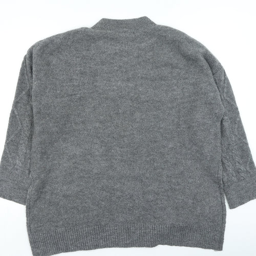 Stradivarius Womens Grey High Neck Acetate Pullover Jumper Size S