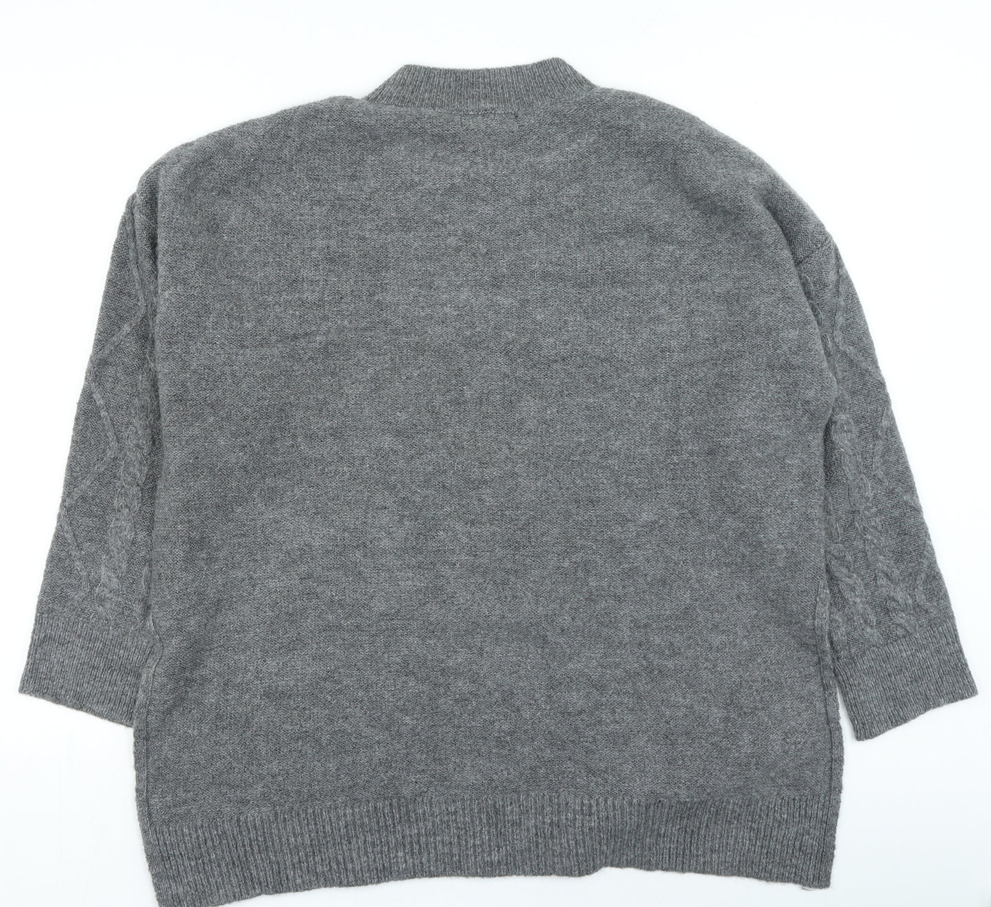 Stradivarius Womens Grey High Neck Acetate Pullover Jumper Size S