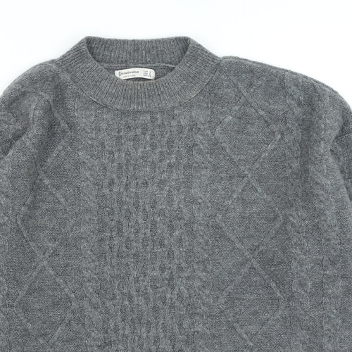 Stradivarius Womens Grey High Neck Acetate Pullover Jumper Size S