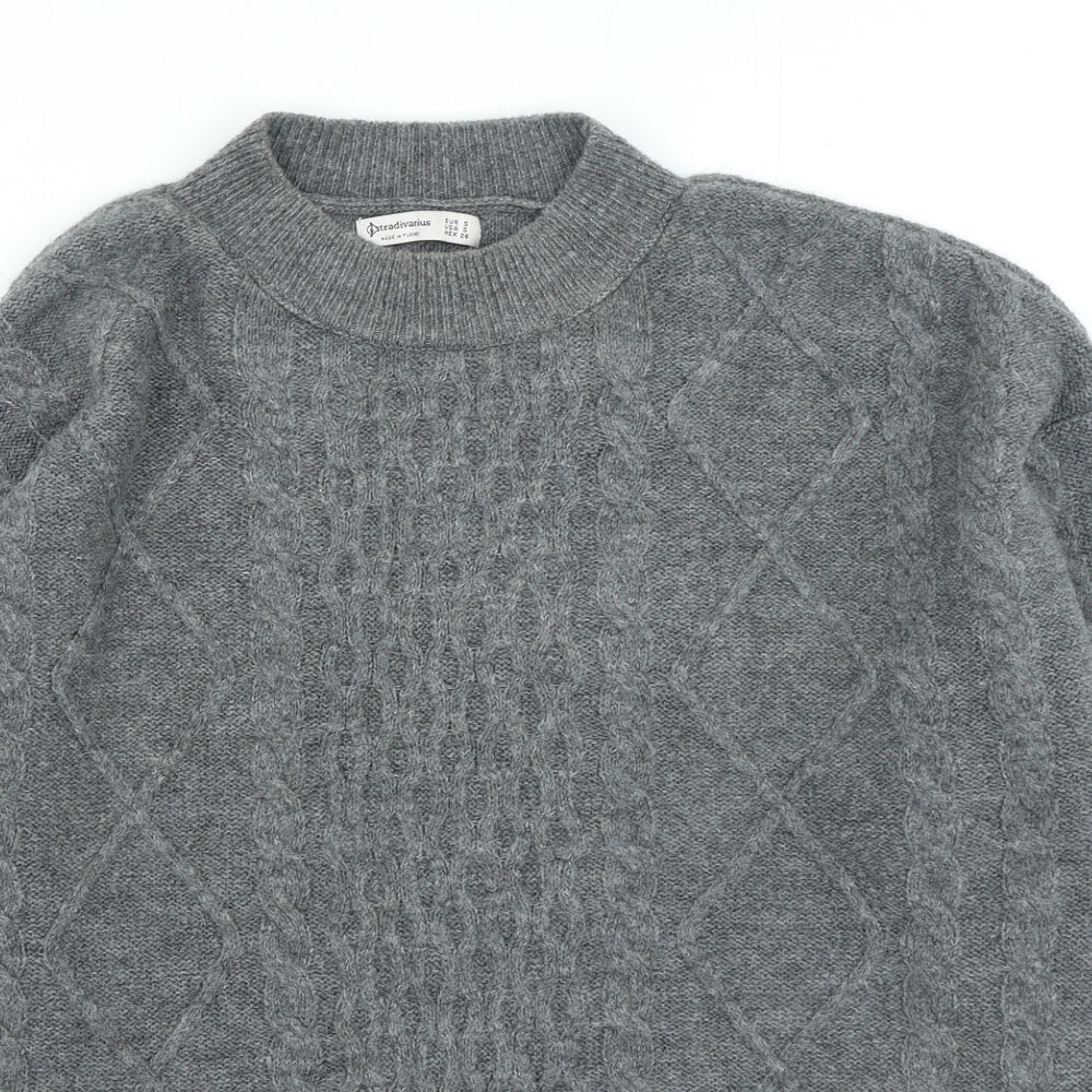 Stradivarius Womens Grey High Neck Acetate Pullover Jumper Size S