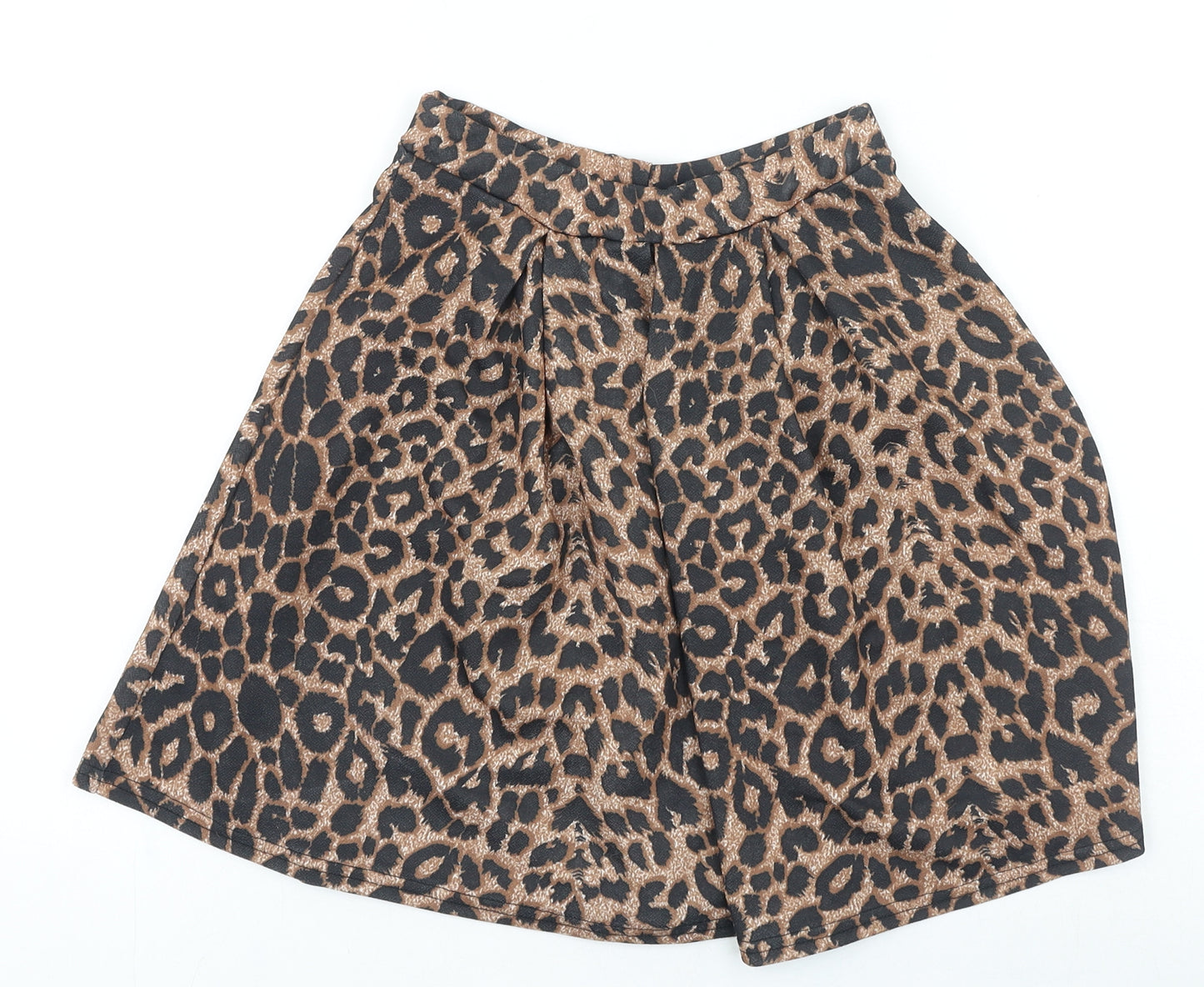 Boohoo Womens Brown Animal Print Polyester Skater Skirt Size 8