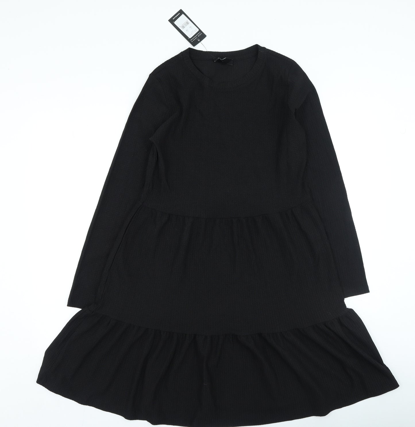 New look Womens Black Polyester A-Line Size 10 Round Neck Pullover