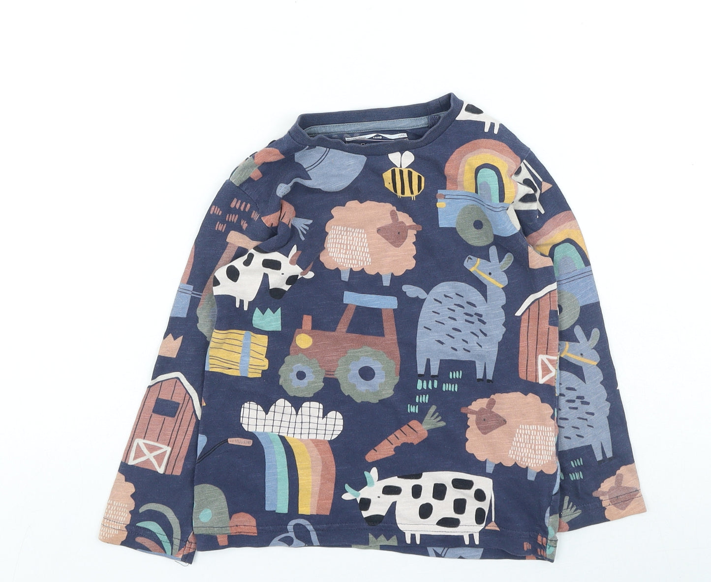 NEXT Girls Multicoloured Geometric Cotton Basic Casual Size 2-3 Years Round Neck Pullover - animals