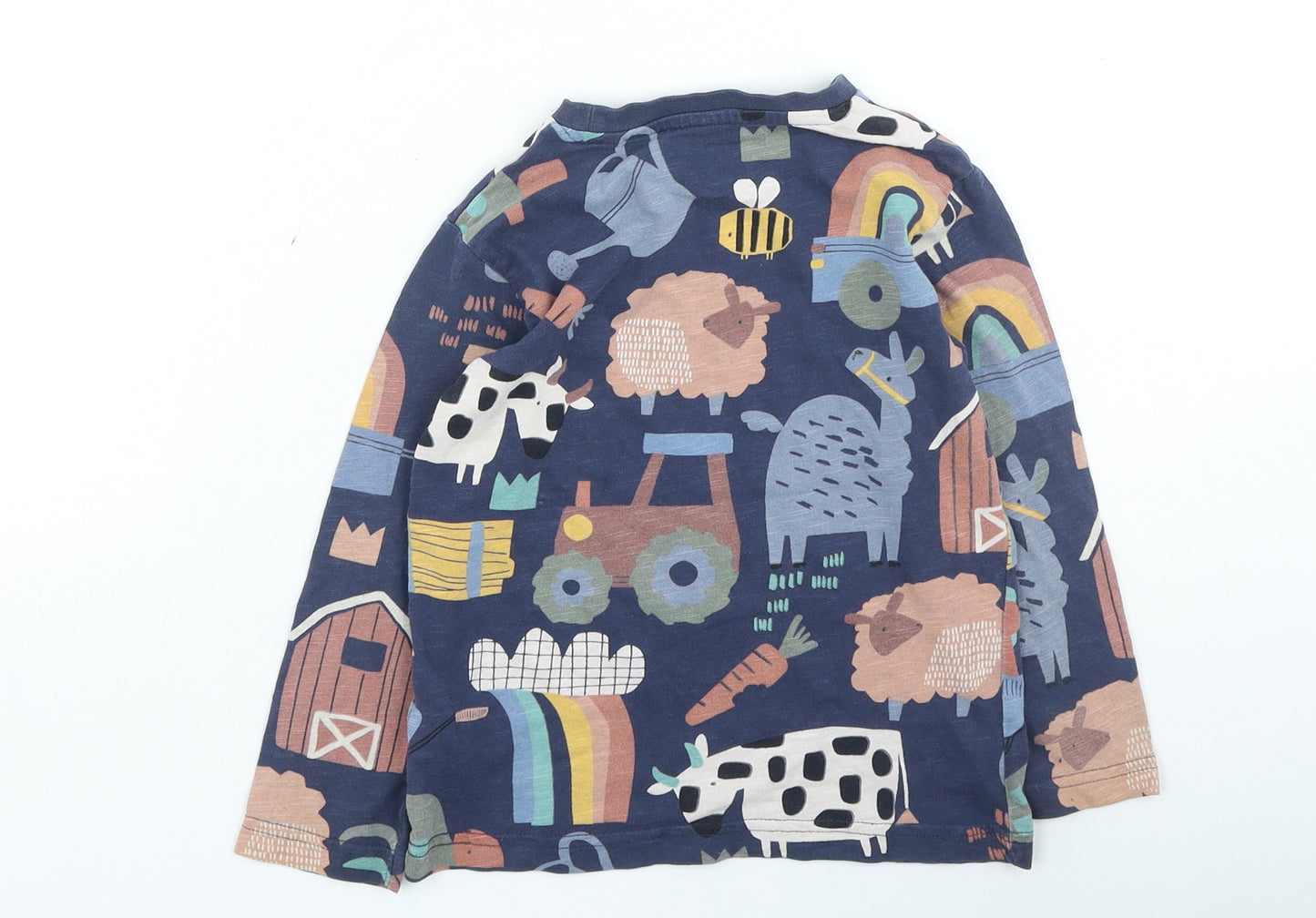 NEXT Girls Multicoloured Geometric Cotton Basic Casual Size 2-3 Years Round Neck Pullover - animals