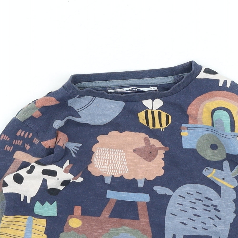NEXT Girls Multicoloured Geometric Cotton Basic Casual Size 2-3 Years Round Neck Pullover - animals