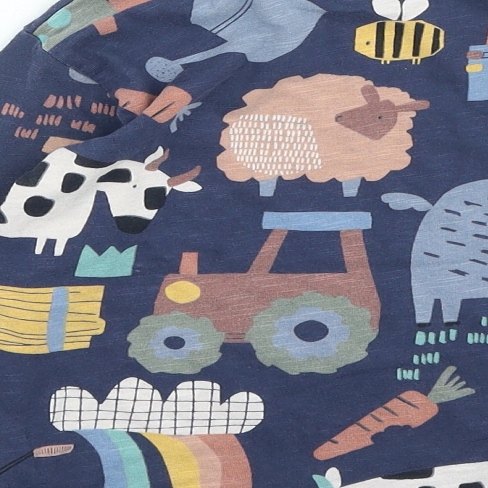 NEXT Girls Multicoloured Geometric Cotton Basic Casual Size 2-3 Years Round Neck Pullover - animals