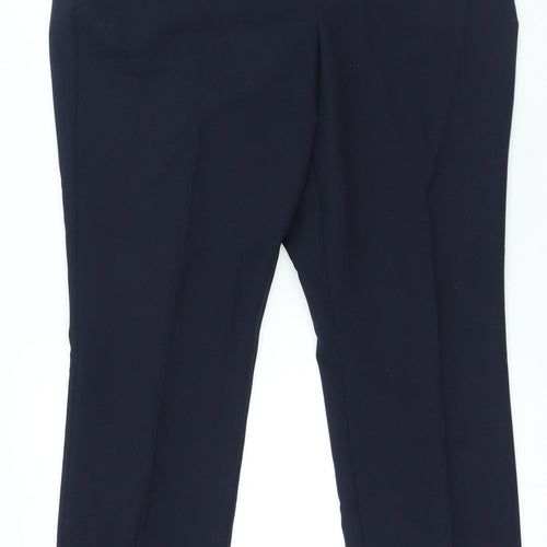Dunnes Stores Womens Blue Polyester Trousers Size 14 L26 in Regular Zip