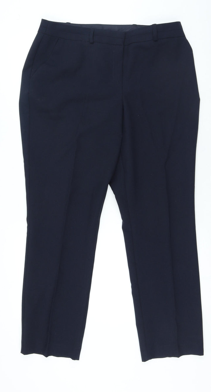 Dunnes Stores Womens Blue Polyester Trousers Size 14 L26 in Regular Zip