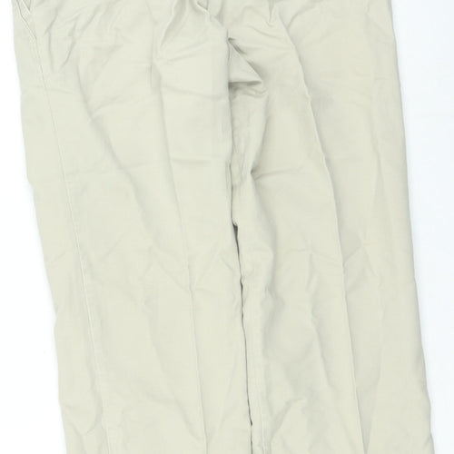 Marks and Spencer Womens Beige Cotton Trousers Size 12 L25 in Regular Zip