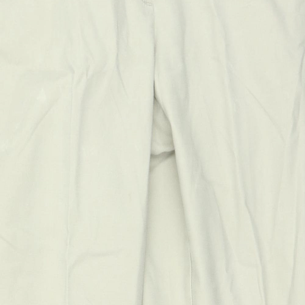 Marks and Spencer Womens Beige Cotton Trousers Size 12 L25 in Regular Zip