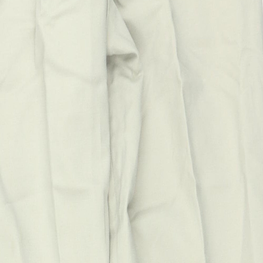 Marks and Spencer Womens Beige Cotton Trousers Size 12 L25 in Regular Zip