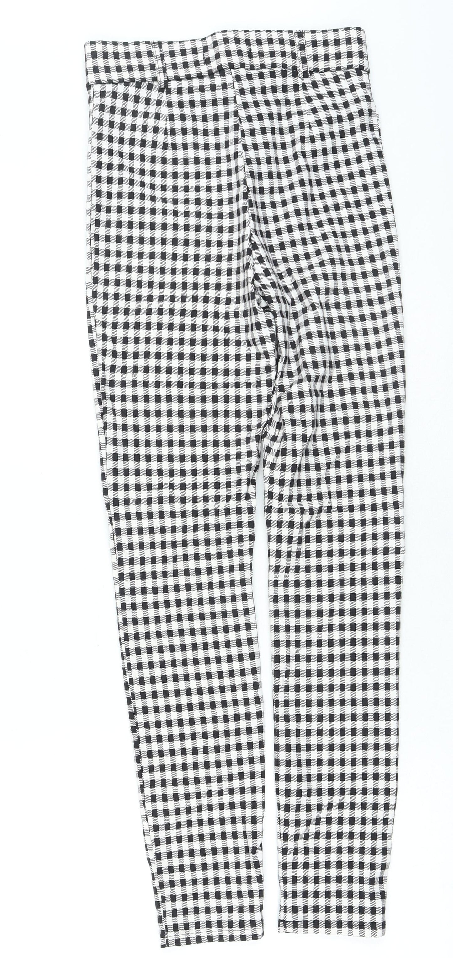 Primark Womens Black Check Viscose Skinny Jeans Size 8 L23 in Regular Zip