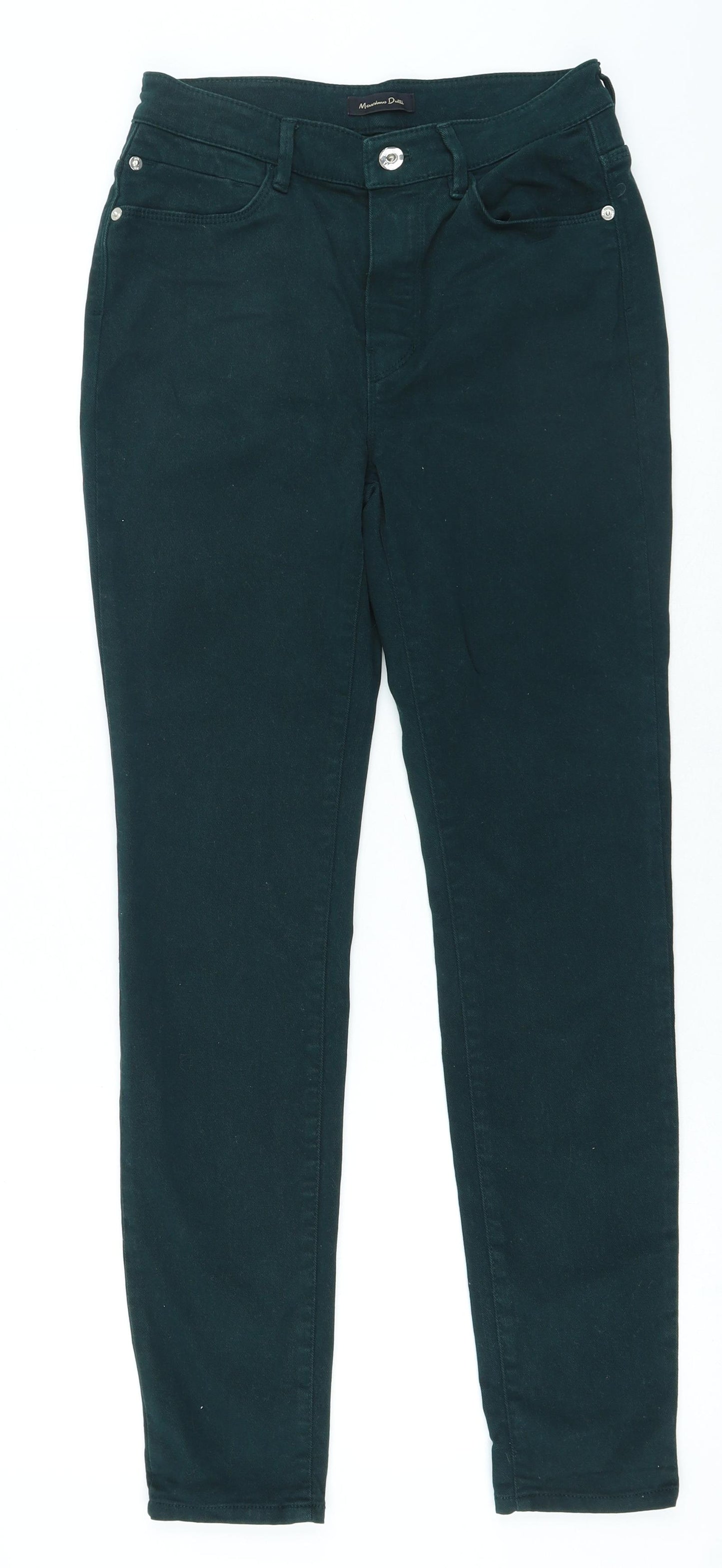 Massimo Dutti Womens Green Cotton Skinny Jeans Size 28 in L25 in Regular Zip
