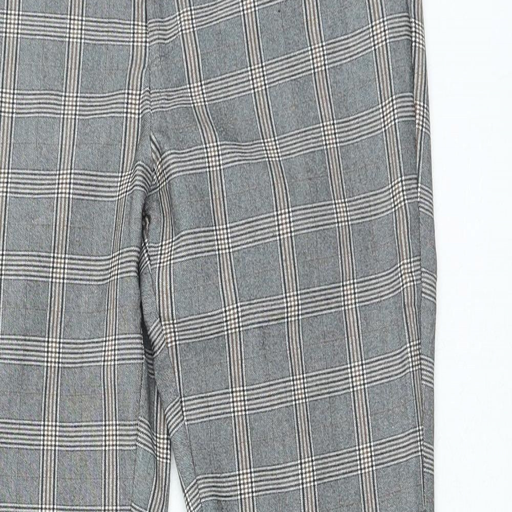 Stradivarius Womens Grey Plaid Polyester Trousers Size 12 L23 in Regular Zip