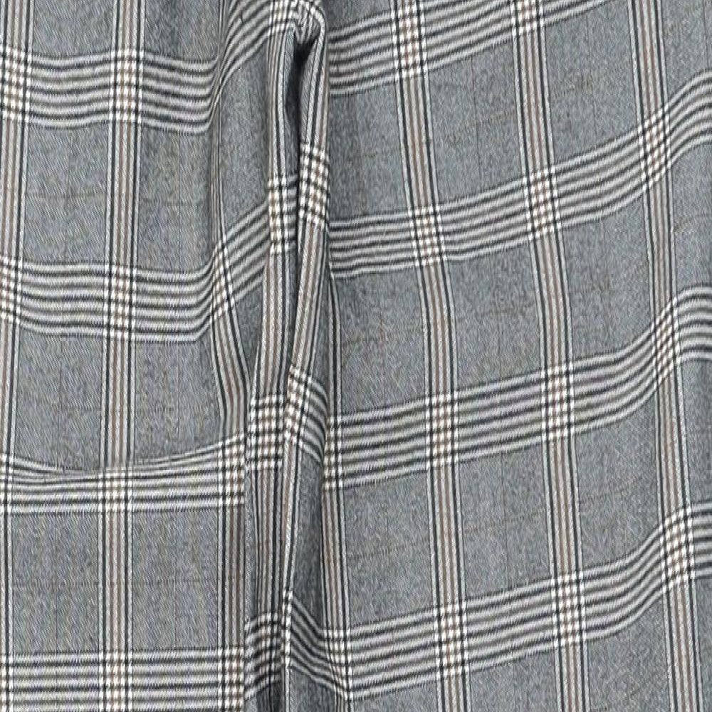 Stradivarius Womens Grey Plaid Polyester Trousers Size 12 L23 in Regular Zip