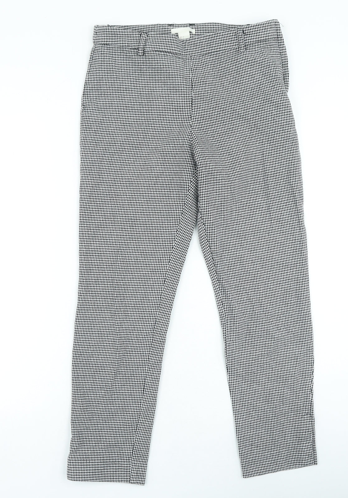 H&M Womens Black Geometric Cotton Jegging Jeans Size 8 L21 in Regular Zip - Houndstooth