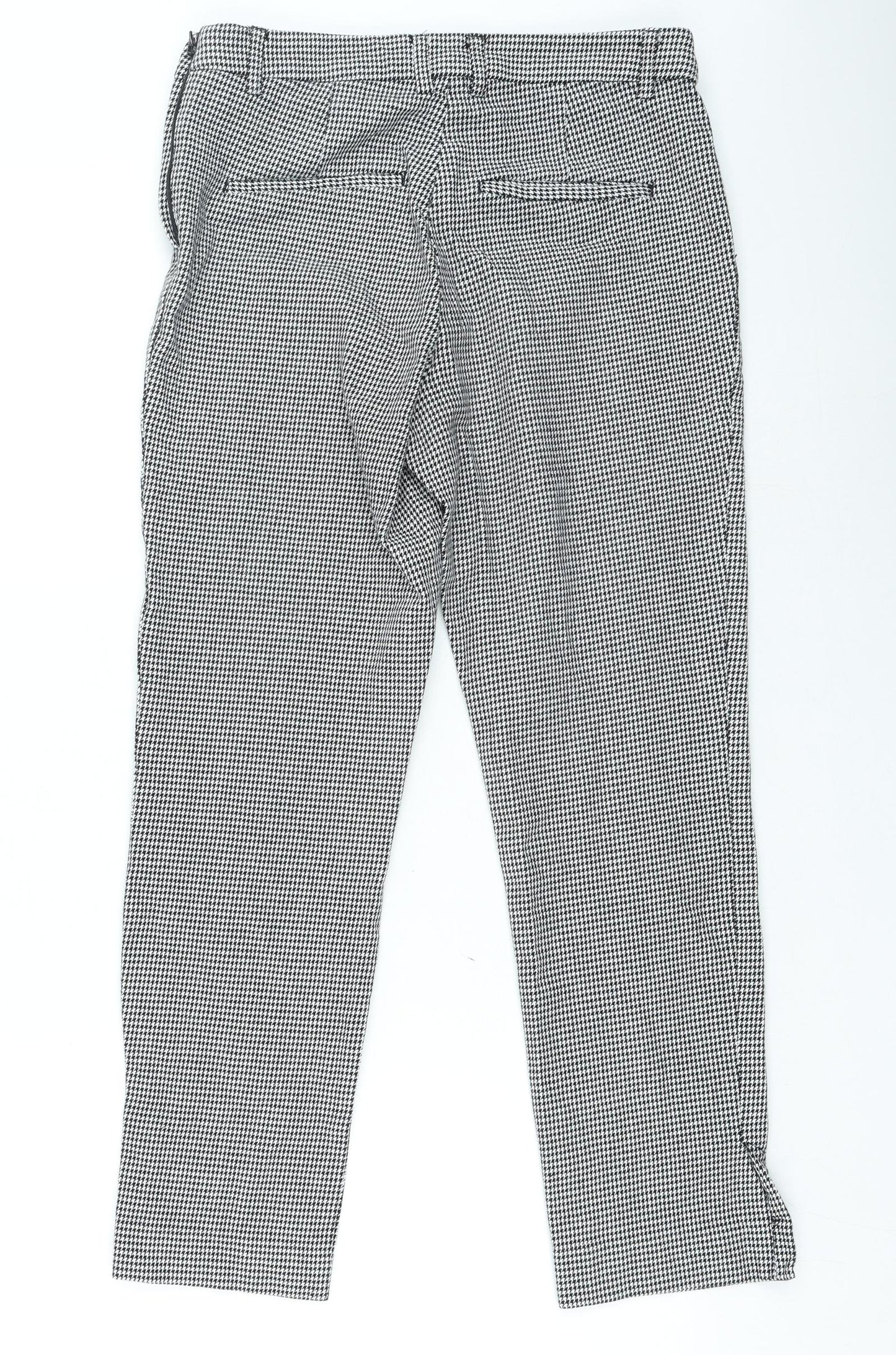 H&M Womens Black Geometric Cotton Jegging Jeans Size 8 L21 in Regular Zip - Houndstooth