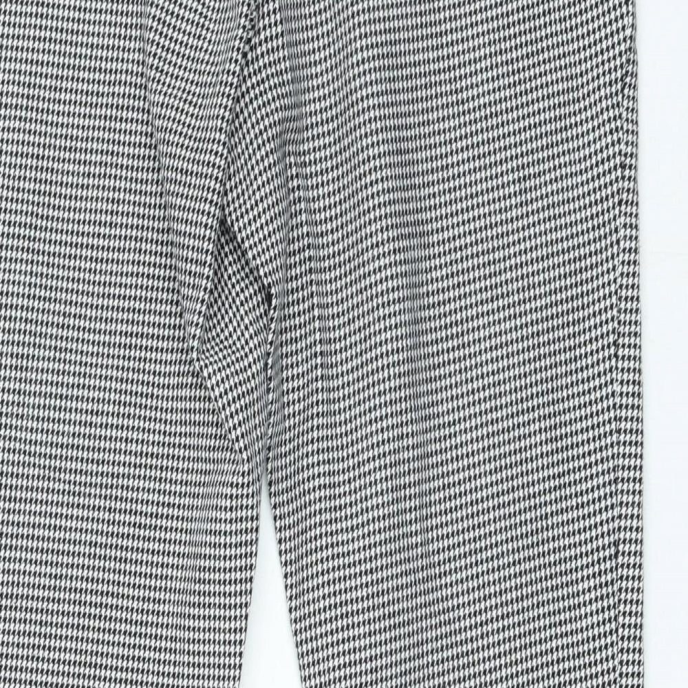 H&M Womens Black Geometric Cotton Jegging Jeans Size 8 L21 in Regular Zip - Houndstooth