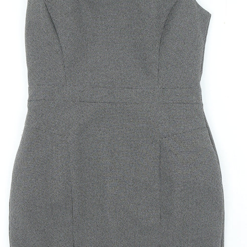 Primark Womens Grey Polyester Shift Size 8 Round Neck Zip