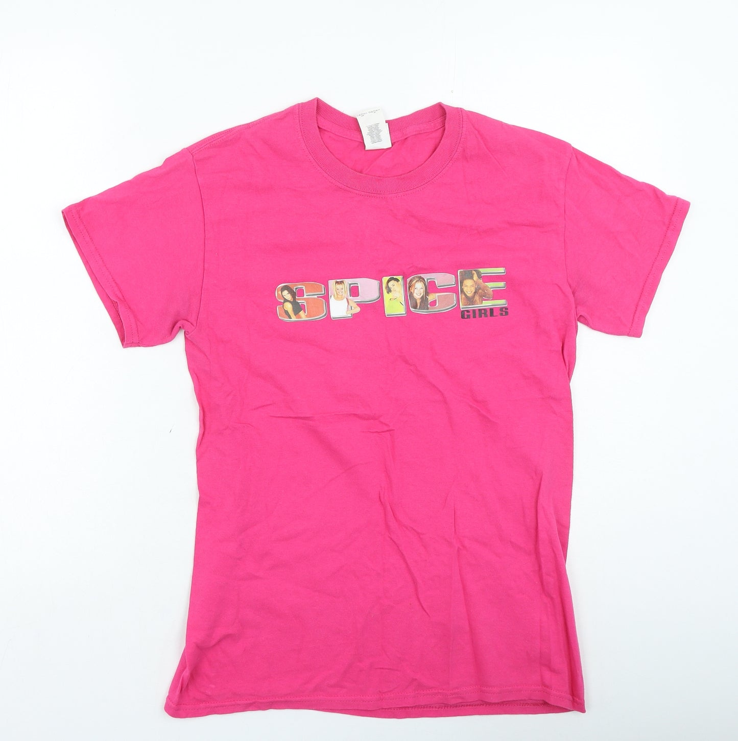 Gildan Womens Pink Cotton Basic T-Shirt Size S Round Neck - Spice Girls