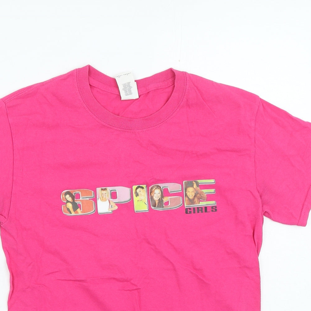 Gildan Womens Pink Cotton Basic T-Shirt Size S Round Neck - Spice Girls
