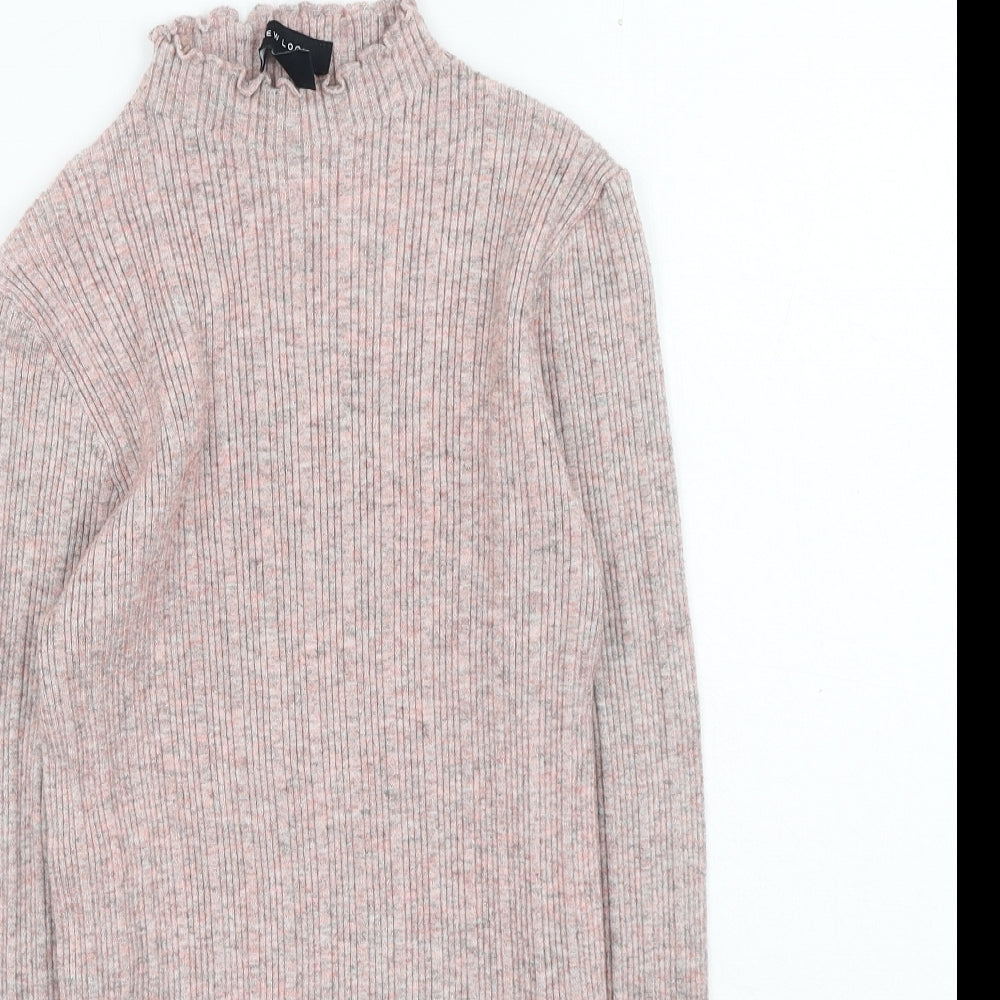New Look Womens Pink High Neck Viscose Pullover Jumper Size 12